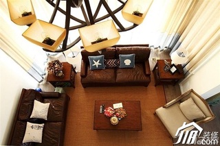 简欧风格复式古典原木色富裕型140平米以上客厅沙发图片