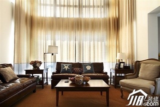 简欧风格复式古典原木色富裕型140平米以上客厅沙发效果图