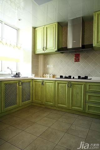 简欧风格复式古典原木色富裕型140平米以上厨房橱柜设计图