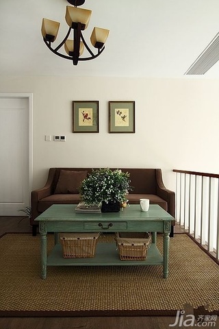 简欧风格复式古典原木色富裕型140平米以上客厅灯具效果图