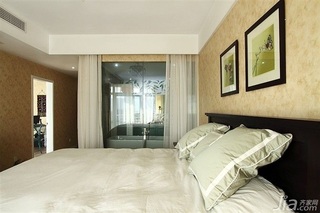 简欧风格复式古典原木色富裕型140平米以上卧室床效果图