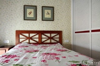 简欧风格复式古典原木色富裕型140平米以上卧室壁纸效果图
