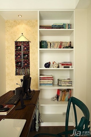 简欧风格复式古典原木色富裕型140平米以上书房书架效果图