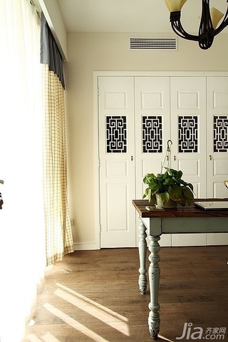 简欧风格复式古典原木色富裕型140平米以上书房窗帘效果图