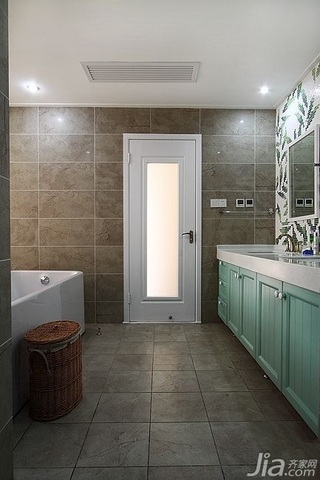 简欧风格复式古典原木色富裕型140平米以上卫生间浴室柜图片