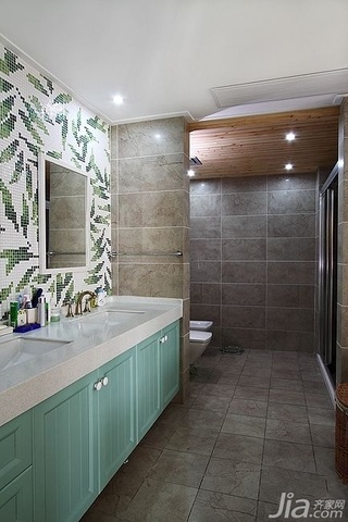 简欧风格复式古典原木色富裕型140平米以上卫生间浴室柜效果图