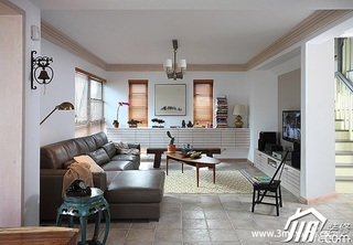 三米设计简约风格跃层富裕型客厅背景墙沙发图片