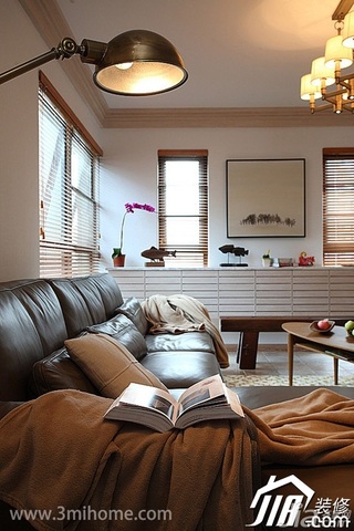 三米设计简约风格跃层富裕型客厅背景墙沙发效果图
