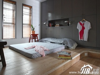 三米设计简约风格跃层富裕型卧室地台衣柜订做