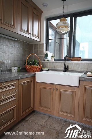 三米设计简约风格跃层富裕型厨房橱柜效果图