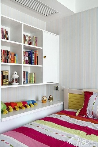 混搭风格公寓时尚原木色100平米卧室书架图片