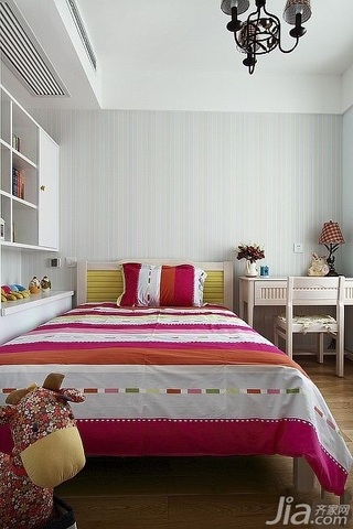 混搭风格公寓时尚原木色100平米卧室床效果图
