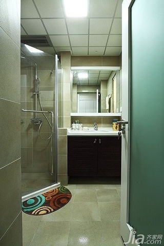 混搭风格公寓时尚原木色100平米卫生间洗手台效果图