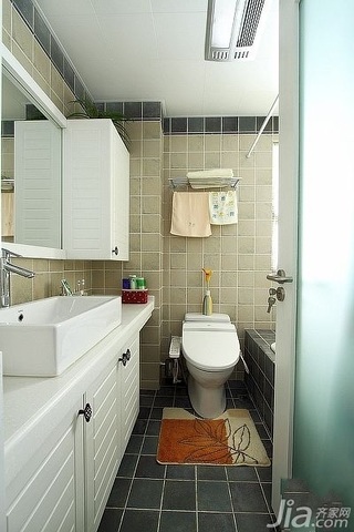 混搭风格公寓时尚原木色100平米卫生间洗手台效果图