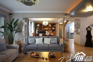 三米设计美式风格富裕型130平米客厅沙发图片