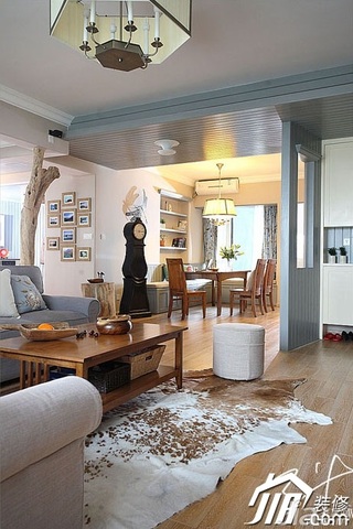 三米设计美式风格富裕型130平米客厅隔断茶几图片