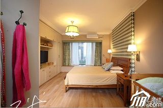 三米设计美式风格富裕型130平米卧室飘窗床图片