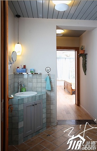 三米设计美式风格富裕型130平米卫生间浴室柜效果图
