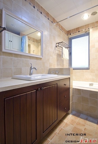 四房小清新暖色调富裕型140平米以上卫生间洗手台图片