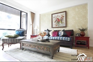 混搭风格公寓古典暖色调富裕型140平米以上壁纸图片