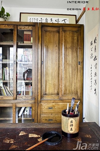 混搭风格公寓古典暖色调富裕型140平米以上书房书架图片