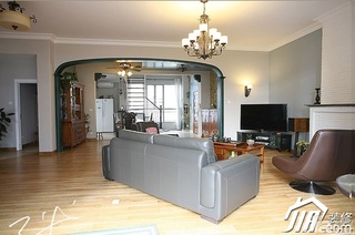 三米设计美式乡村风格跃层富裕型客厅沙发图片