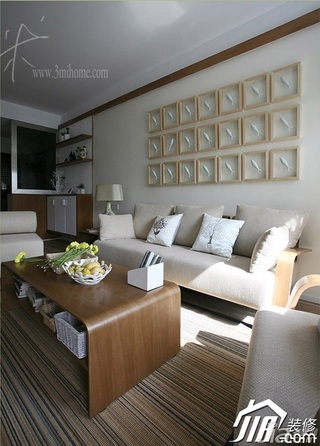 三米设计简约风格公寓小清新经济型120平米客厅沙发效果图