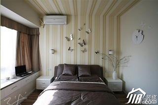 三米设计简约风格公寓经济型120平米卧室飘窗壁纸效果图
