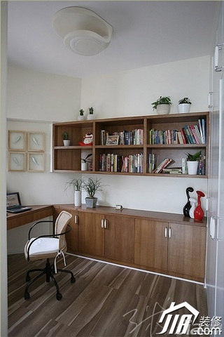 三米设计简约风格公寓经济型120平米书房书桌效果图