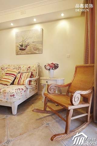 田园风格公寓小清新米色富裕型客厅沙发图片