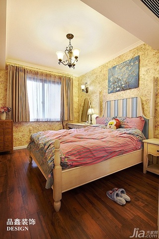 田园风格公寓小清新米色富裕型卧室壁纸效果图