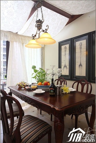 三米设计欧式风格三居室豪华型130平米餐厅吊顶餐桌图片
