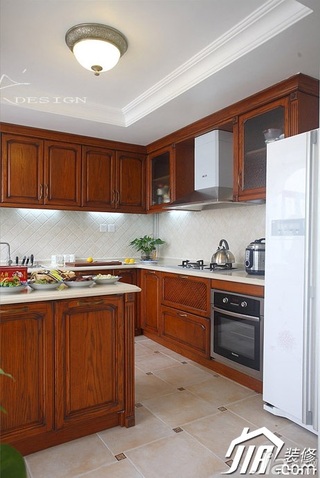 三米设计欧式风格三居室大气原木色豪华型130平米厨房橱柜定做