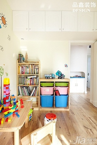 地中海风格公寓可爱富裕型儿童房书架效果图