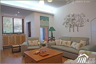 三米设计美式乡村风格复式富裕型客厅沙发背景墙沙发图片