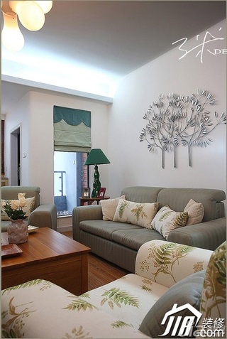 三米设计美式乡村风格复式富裕型客厅沙发图片