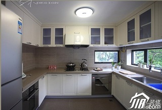 三米设计美式乡村风格复式富裕型厨房橱柜设计图
