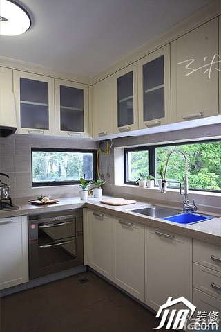 三米设计美式乡村风格复式富裕型厨房橱柜效果图