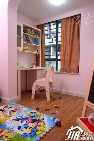 三米设计美式乡村风格复式富裕型儿童房书桌图片