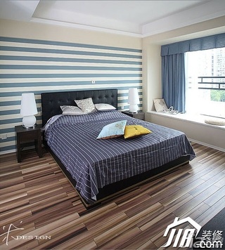 三米设计简约风格公寓经济型130平米卧室飘窗壁纸效果图