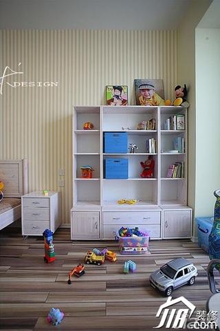 三米设计简约风格公寓经济型130平米儿童房壁纸效果图