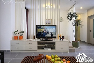三米设计简约风格公寓经济型130平米客厅隔断电视柜效果图