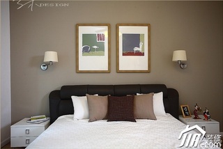 三米设计简约风格公寓经济型130平米卧室灯具图片