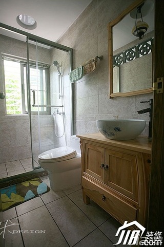 三米设计中式风格公寓富裕型130平米卫生间洗手台效果图