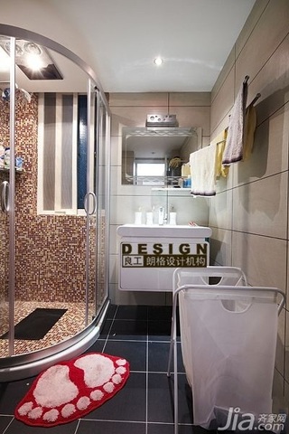 简约风格公寓时尚米色富裕型卫生间浴室柜效果图