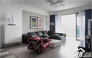 三米设计简约风格公寓经济型110平米客厅窗帘图片
