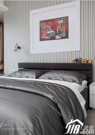 三米设计简约风格公寓经济型110平米卧室卧室背景墙床效果图