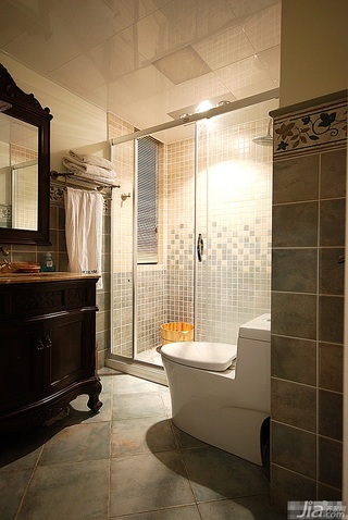 美式乡村风格二居室富裕型卫生间洗手台图片