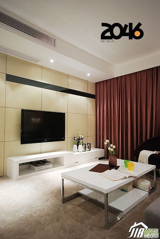 简约风格公寓富裕型客厅电视背景墙茶几效果图