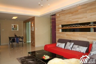 简约风格公寓时尚原木色富裕型客厅沙发背景墙茶几图片